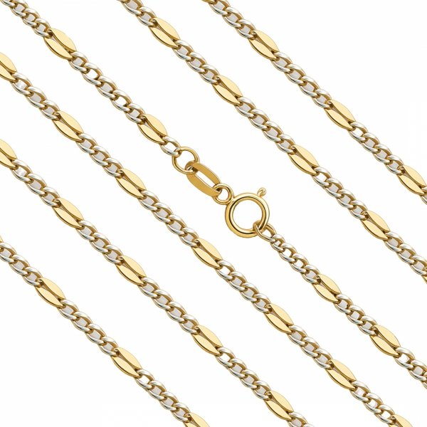 Łańcuch figaro finezja białe złot 50cm złoto 585