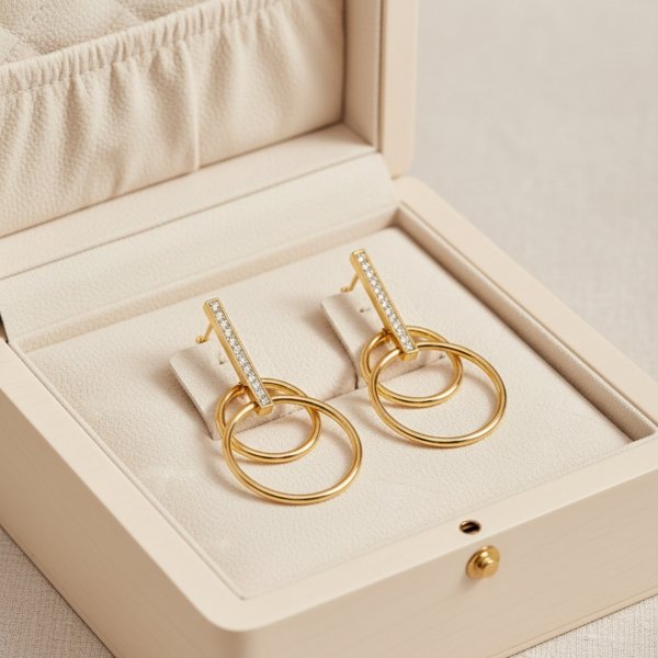 Kolczyki sztyft sztaba z ruchomymi kołami złoto 585