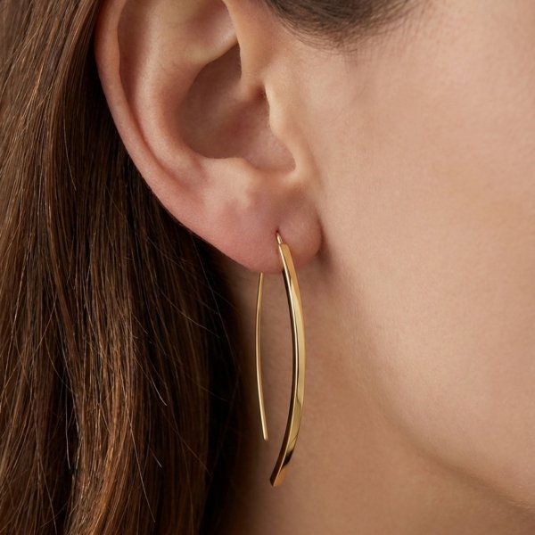 Kolczyki przewlekane sztywne szerokie sztaby złoto 585