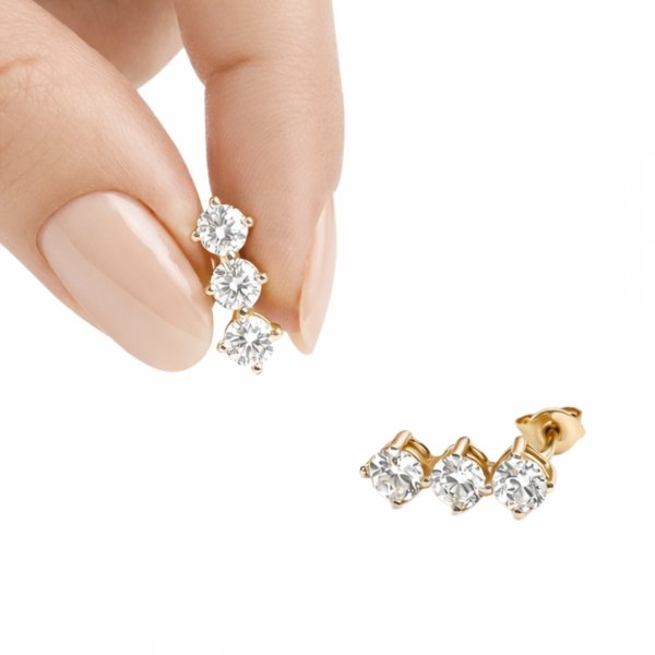 Kolczyki sztyft z kamieniami złoto 585