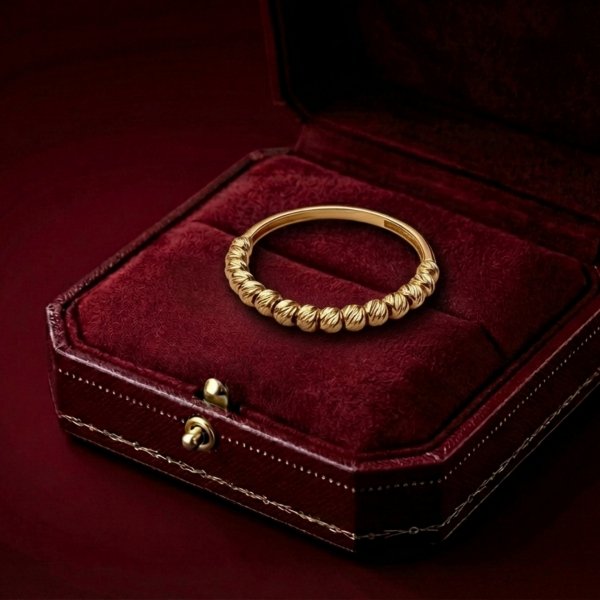  Pierścionek grawerowane kule R.10 złoto 585 