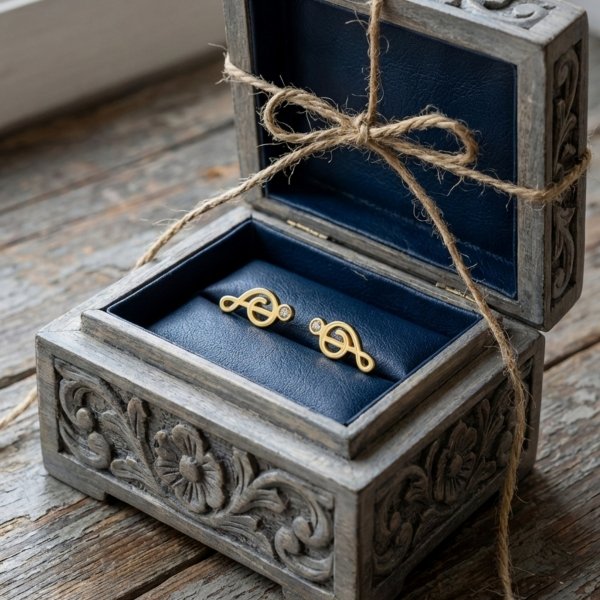 Kolczyki sztyft z motywem klucza wiolinowego złoto 585