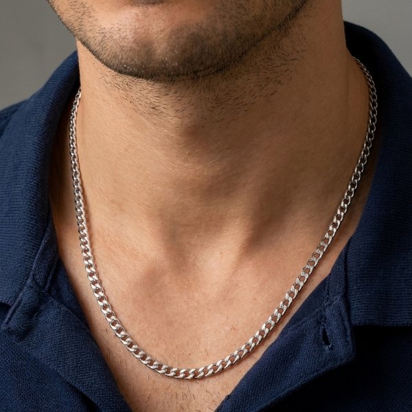 Łańcuch białe złoto kuty splot pancer złoto 585 