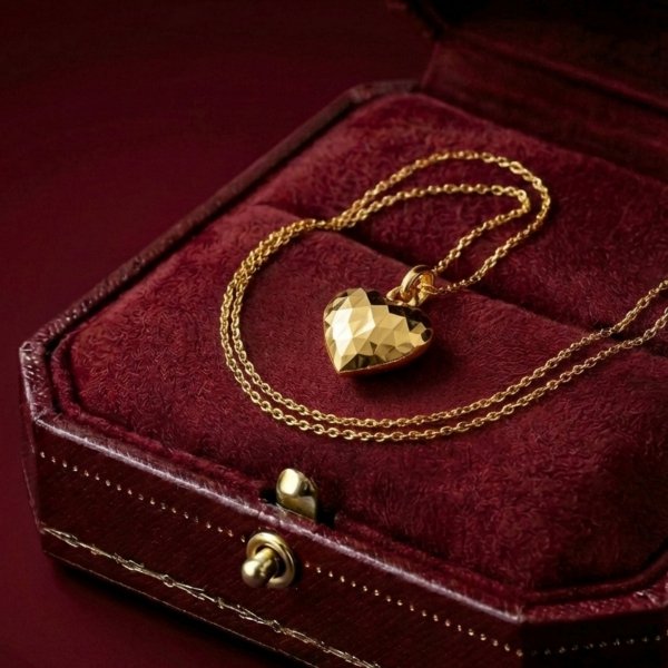 Zawieszka serce 3D grawerowane złoto 585