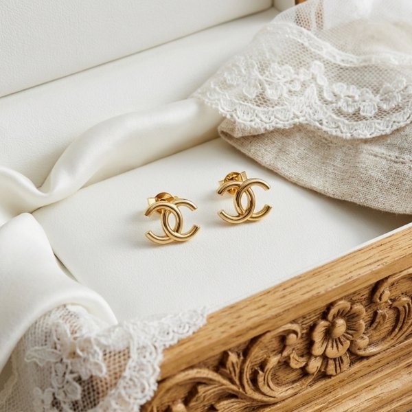 Kolczyki sztyft dwie litery złoto 585