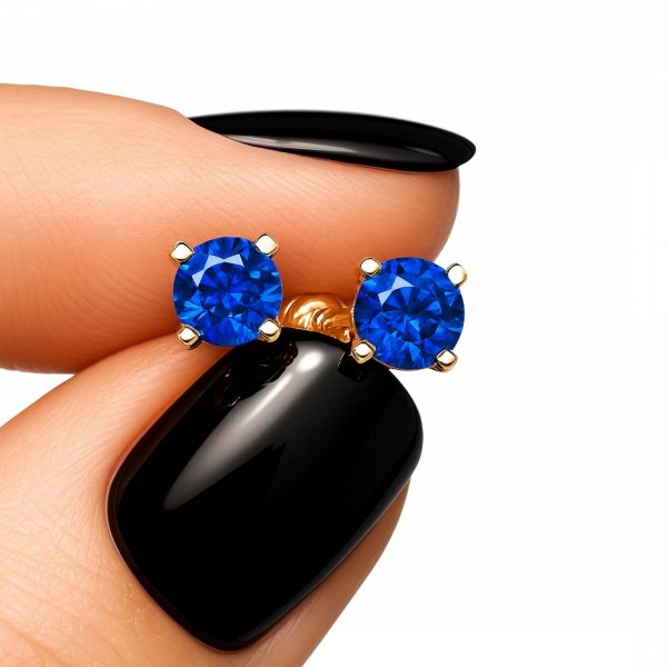 Kolczyki sztyft z niebieskim kamieniem złoto 585 