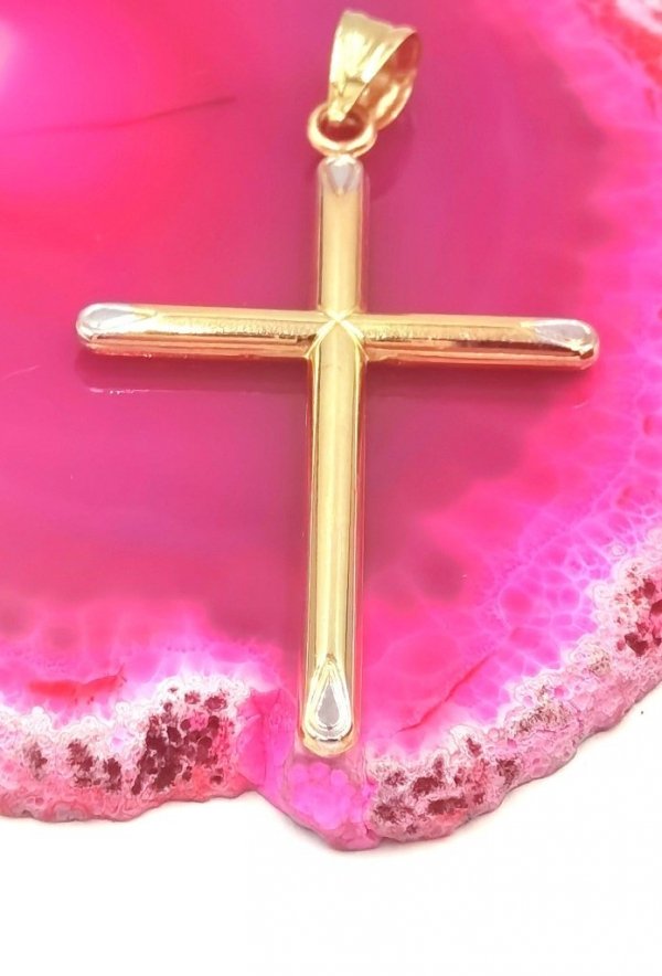 Krzyż dwustronny duży 6cm złoto 585 