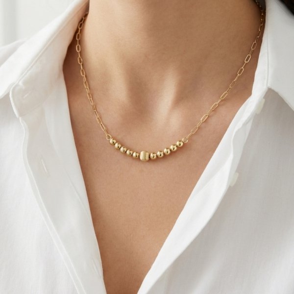 Naszyjnik kule 44cm złoto 585