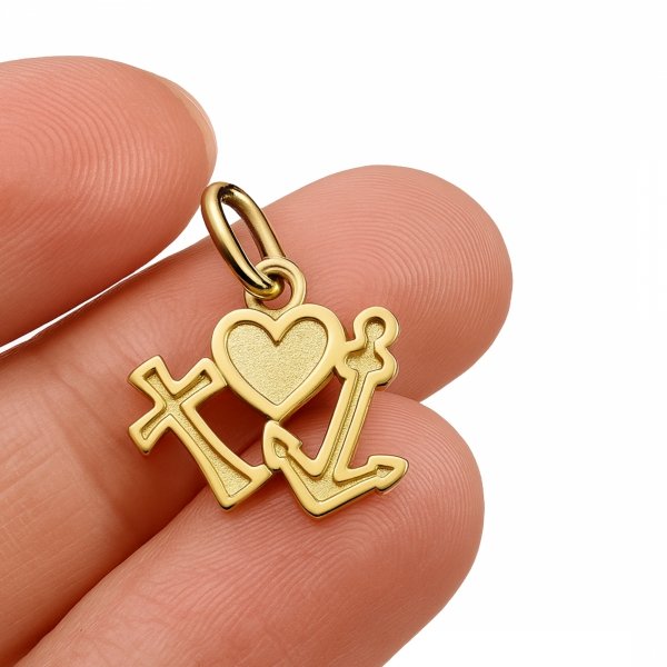 Zawieszka Talizman Wiara Nadzieja Miłość złoto 585 