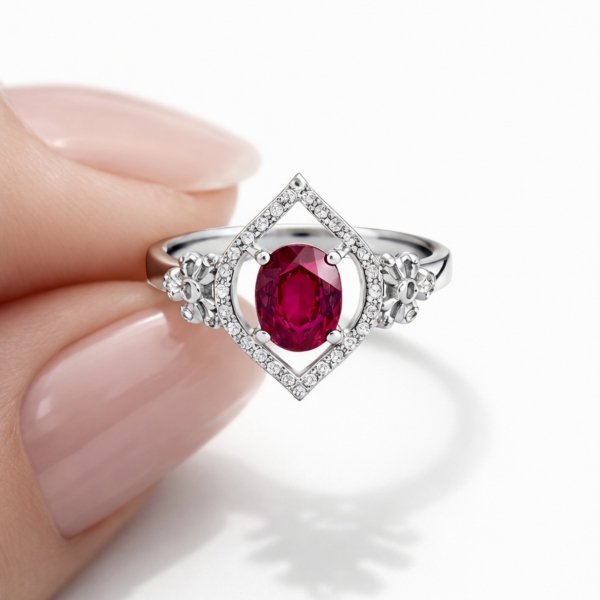 Pierścionek z naturalnym rubinem srebro 925