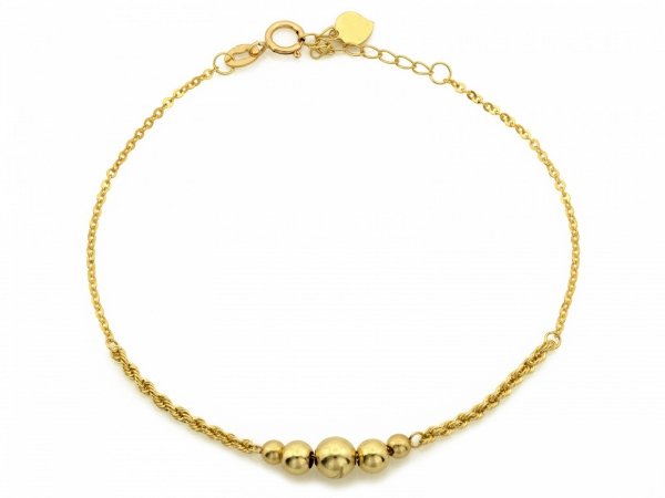 Bransoletka pięć kulek 19cm złoto 585 