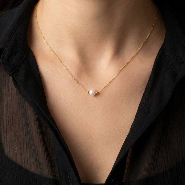 Naszyjnik z perłą  złoto 585 