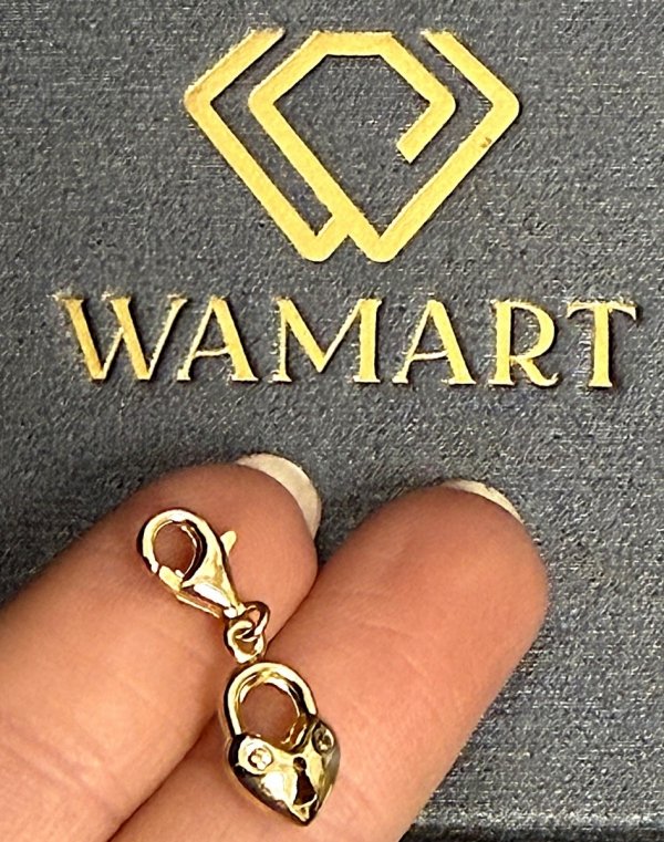  Charms serce kłódka 3D złoto 585 