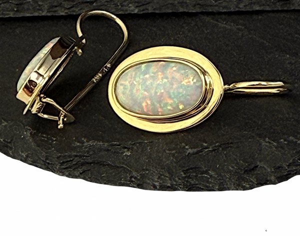 Kolczyki OPAL retro bigiel złoto 585 