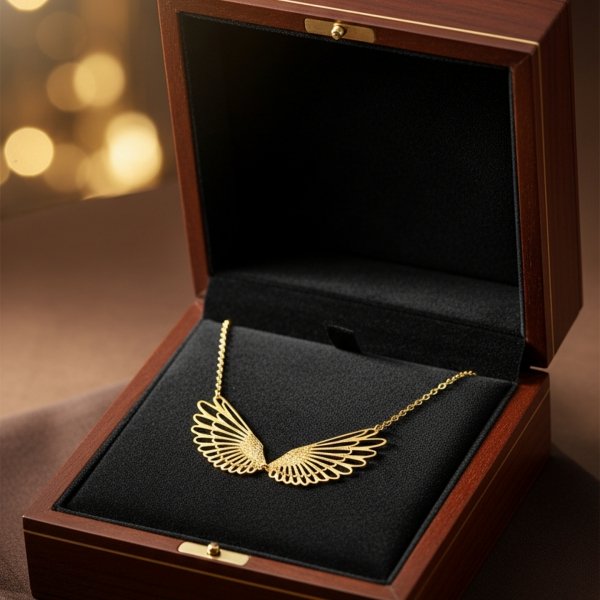 Naszyjnik duże skrzydła złoto 585