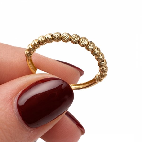  Pierścionek grawerowane kule R.10 złoto 585 