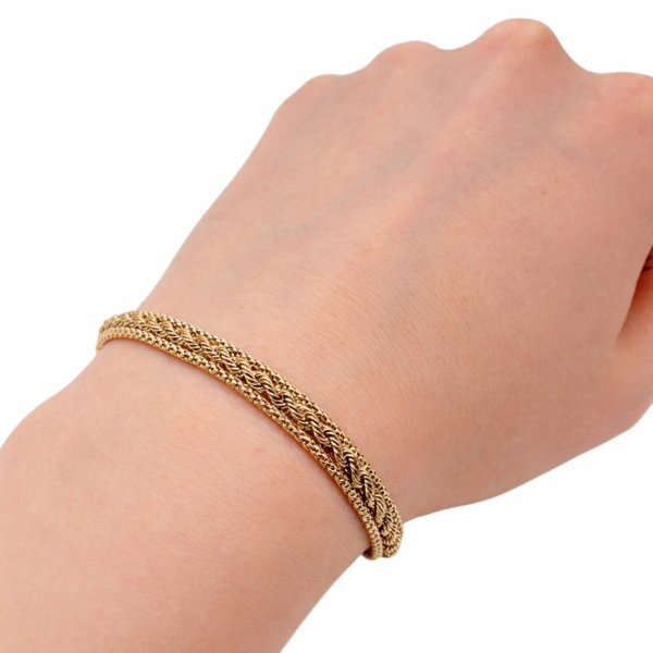 Bransoletka taśma pleciona złoto 585 