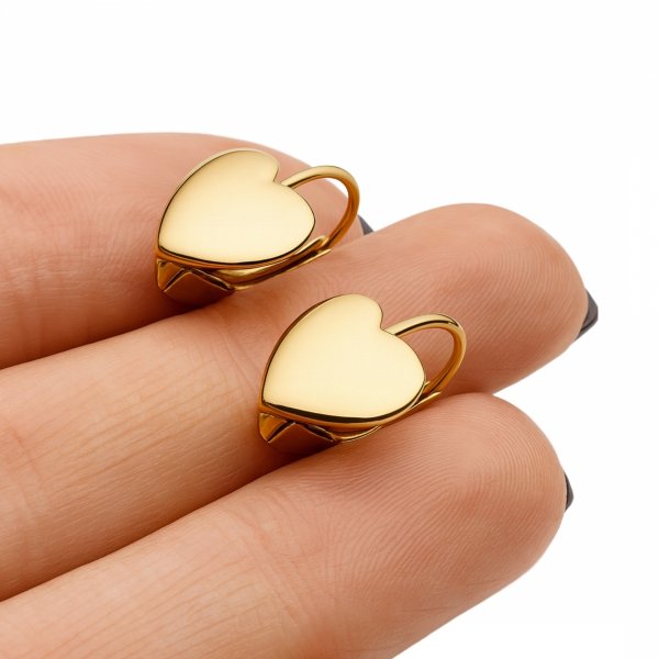 Kolczyki okazałe serca polerowane złoto 585 