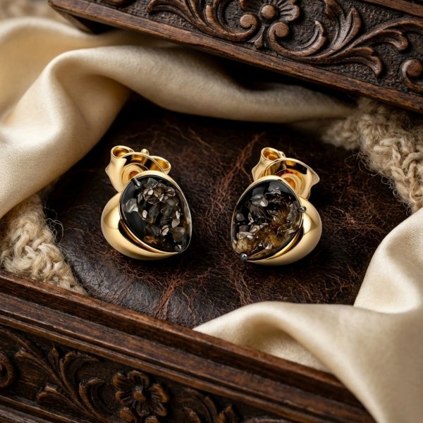 Kolczyki serca z naturalnym bursztynem srebro 925