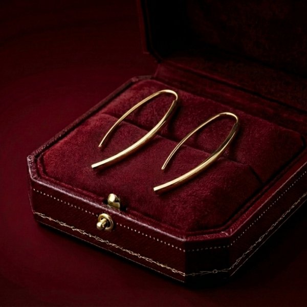 Kolczyki przewlekane sztywne szerokie sztaby złoto 585