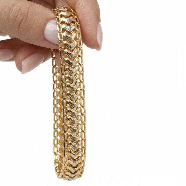 Bransoletka szeroka białe i żółte złoto 585 