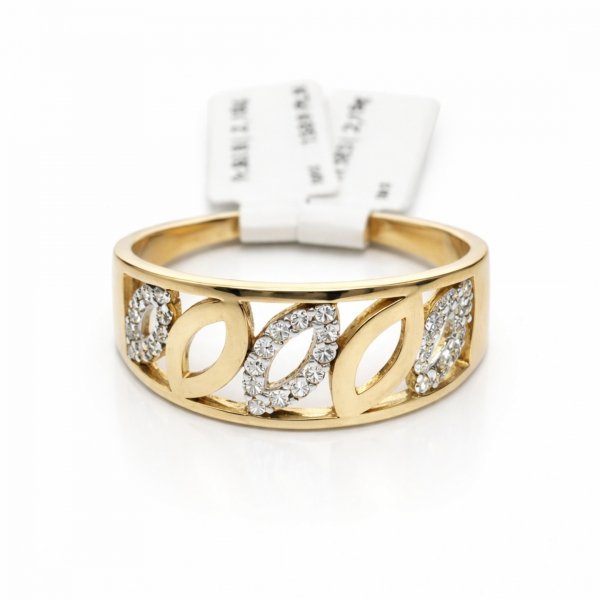 Pierścionek szeroki liście R.18 złoto 585 