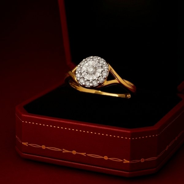 Pierścionek R. 13 diamenty naturalne złoto 585 