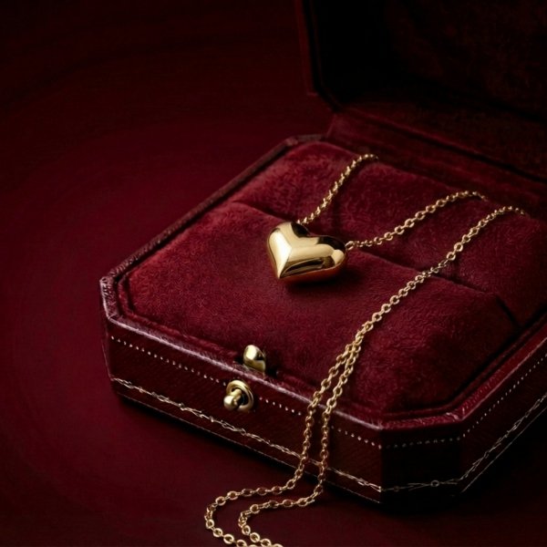 Naszyjnik pękate serce złoto 585