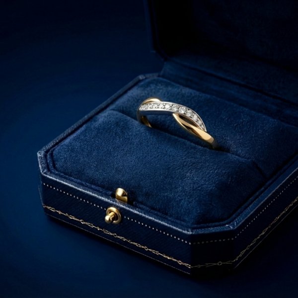 Pierścionek fala kolor cyrkonie R.12 złoto 585 