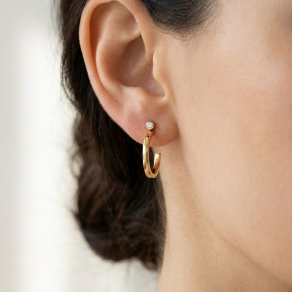  Kolczyki sztyft koła z kamieniem złoto 585