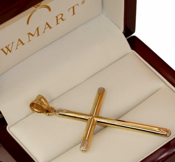 Wisior krzyż 6CM ścinany  3d złoto 585 