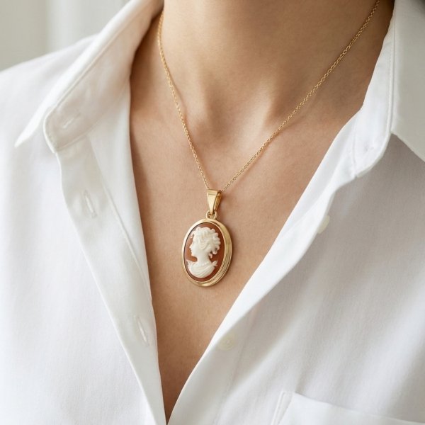 Wisior minimalistyczny Kamea złoto 585 