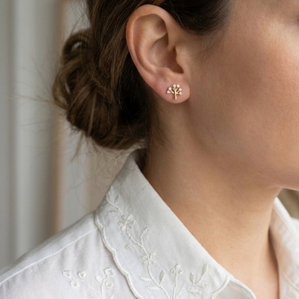 Kolczyki drzewko szczęścia z kamieniami złoto 585