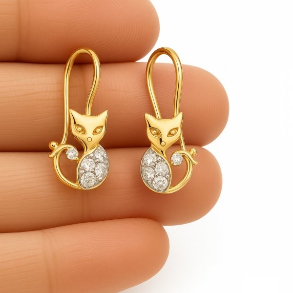 Kolczyki bigiel kotki złoto 585 