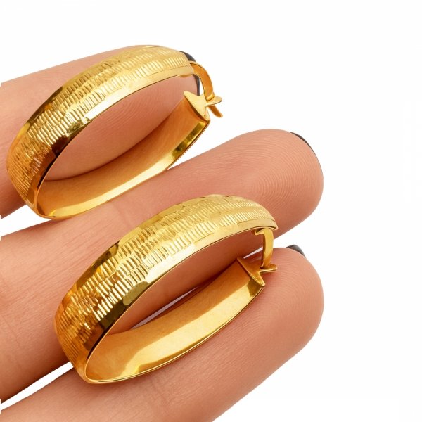 Kolczyki grawerowany owal złoto 585 