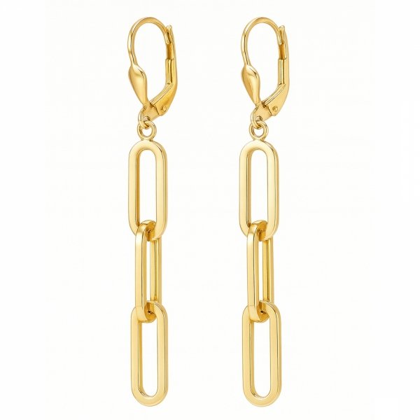 Kolczyki wiszące ogniwa 3D złoto 585 