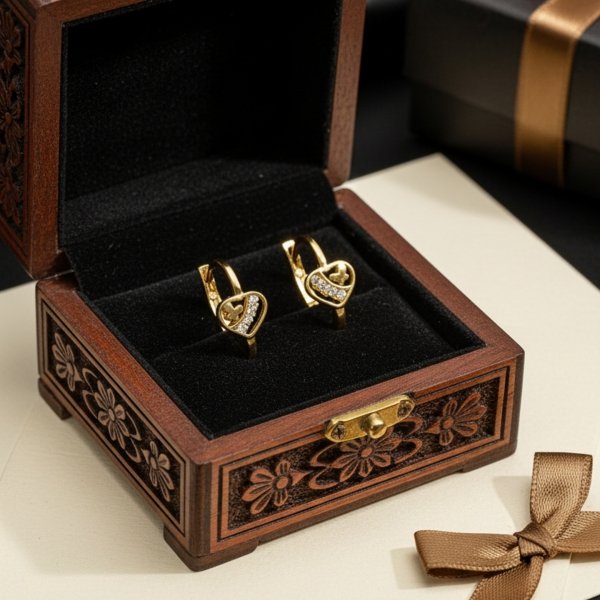 Kolczyki serca z zapięciem angielskim złoto 585 