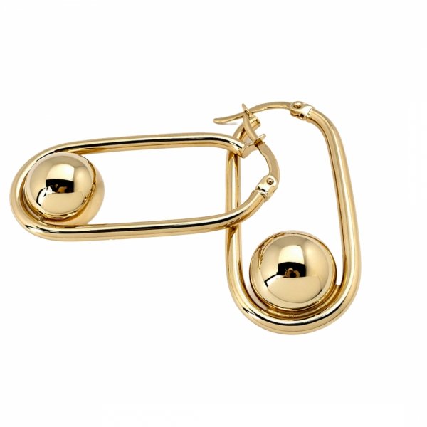 Kolczyki owalne z kulą złoto 585 