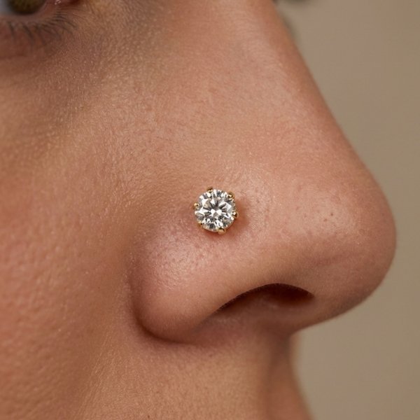 Kolczyk do nosa cyrkonia złoto 585