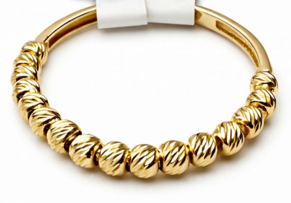 Pierścionek obrączka kuleczki diamentowane złoto 585 