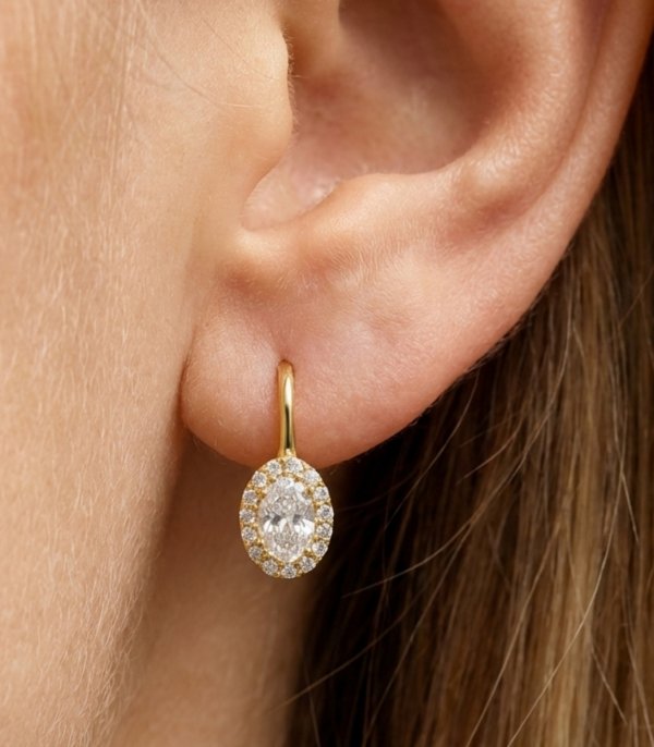 Kolczyki angielskie markiza biała złoto 585 