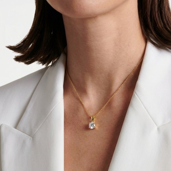 Wisior z białym kamieniem złoto 585