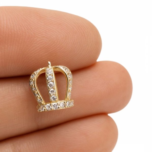 Charms przywieszka korona 3D złoto 585