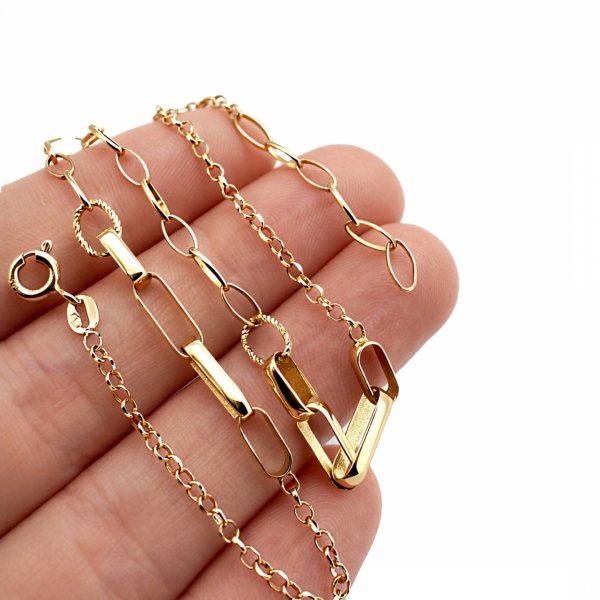 Bransoletka na nogę z motywem ogniw złoto 585