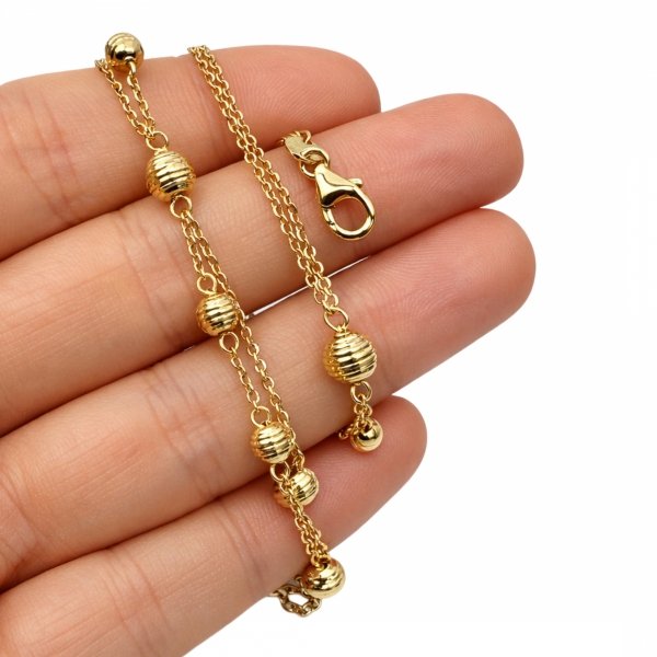 Naszyjnik podwójne kule 45cm złoto 585 