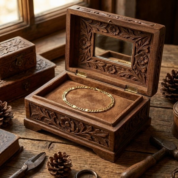 Bransoletka kuta figaro blaszka polerowana 19cm złoto 585