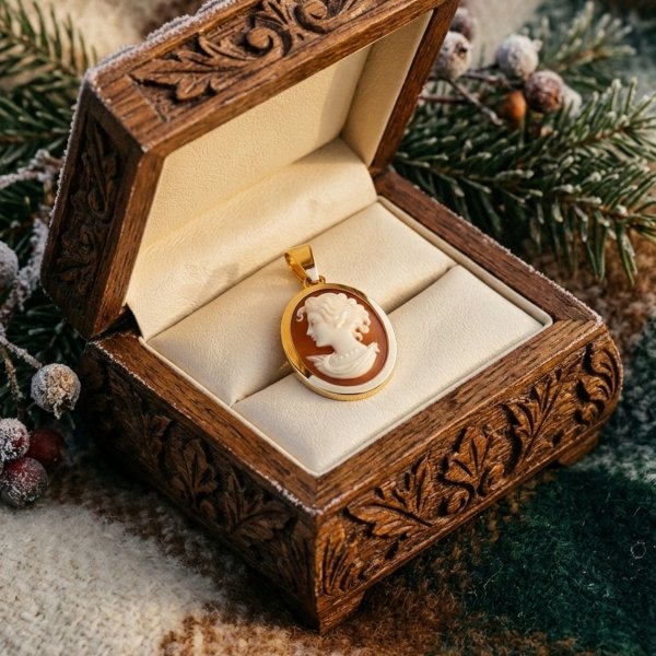 Wisior minimalistyczny Kamea złoto 585 