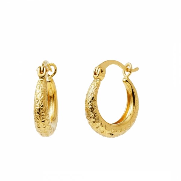 Kolczyki koła 3D diamentowane złoto 585