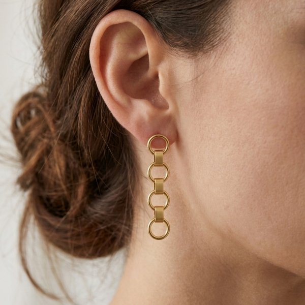 Kolczyki sztyft z motywem okrągłych ogniw złoto 585