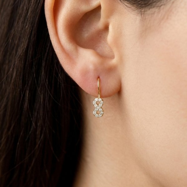 Kolczyki znak nieskończoności bigiel złoto 585 